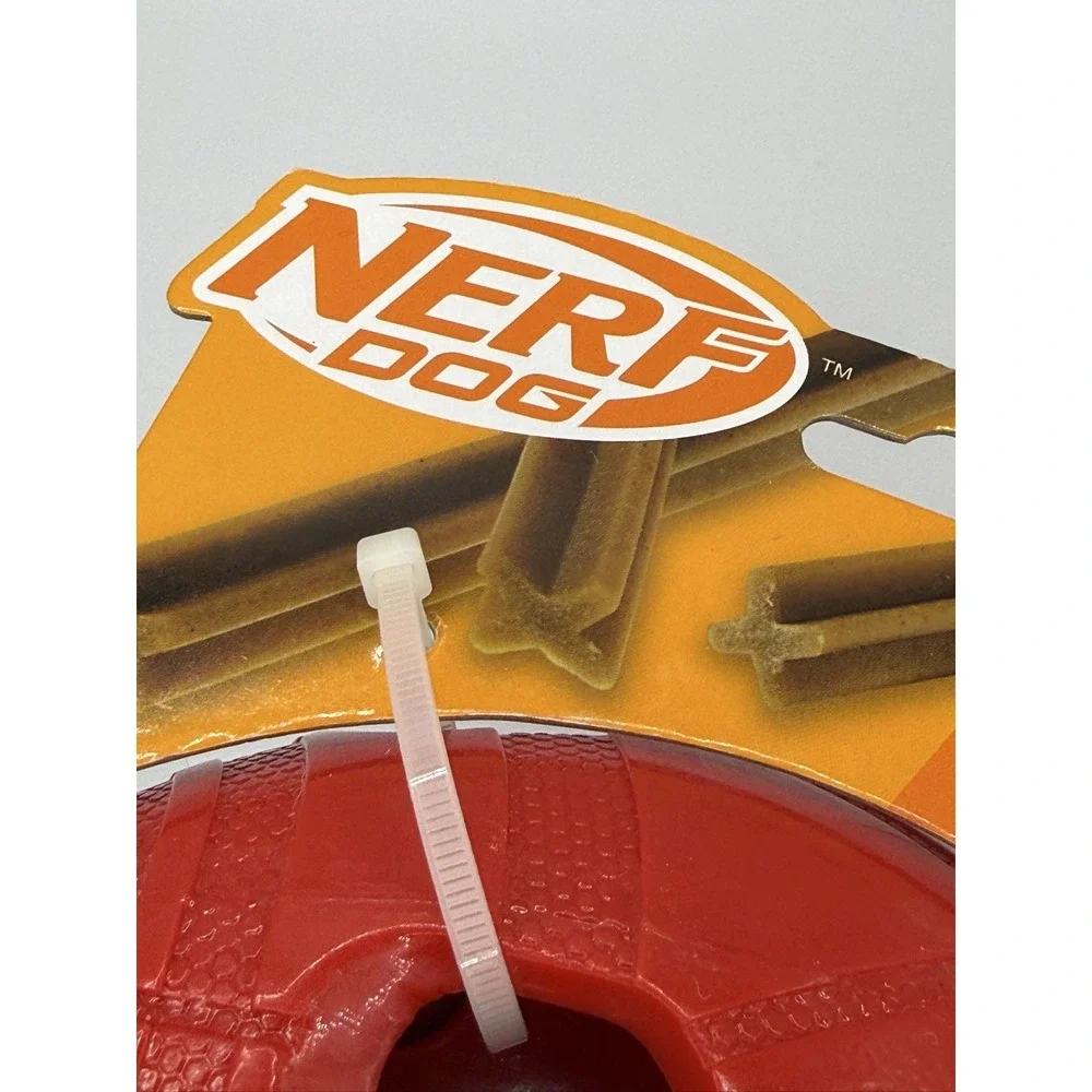 Nerf Dog Treat Football Dog Toy 6 Inch Red Rubber Interactive Dispenser 2870